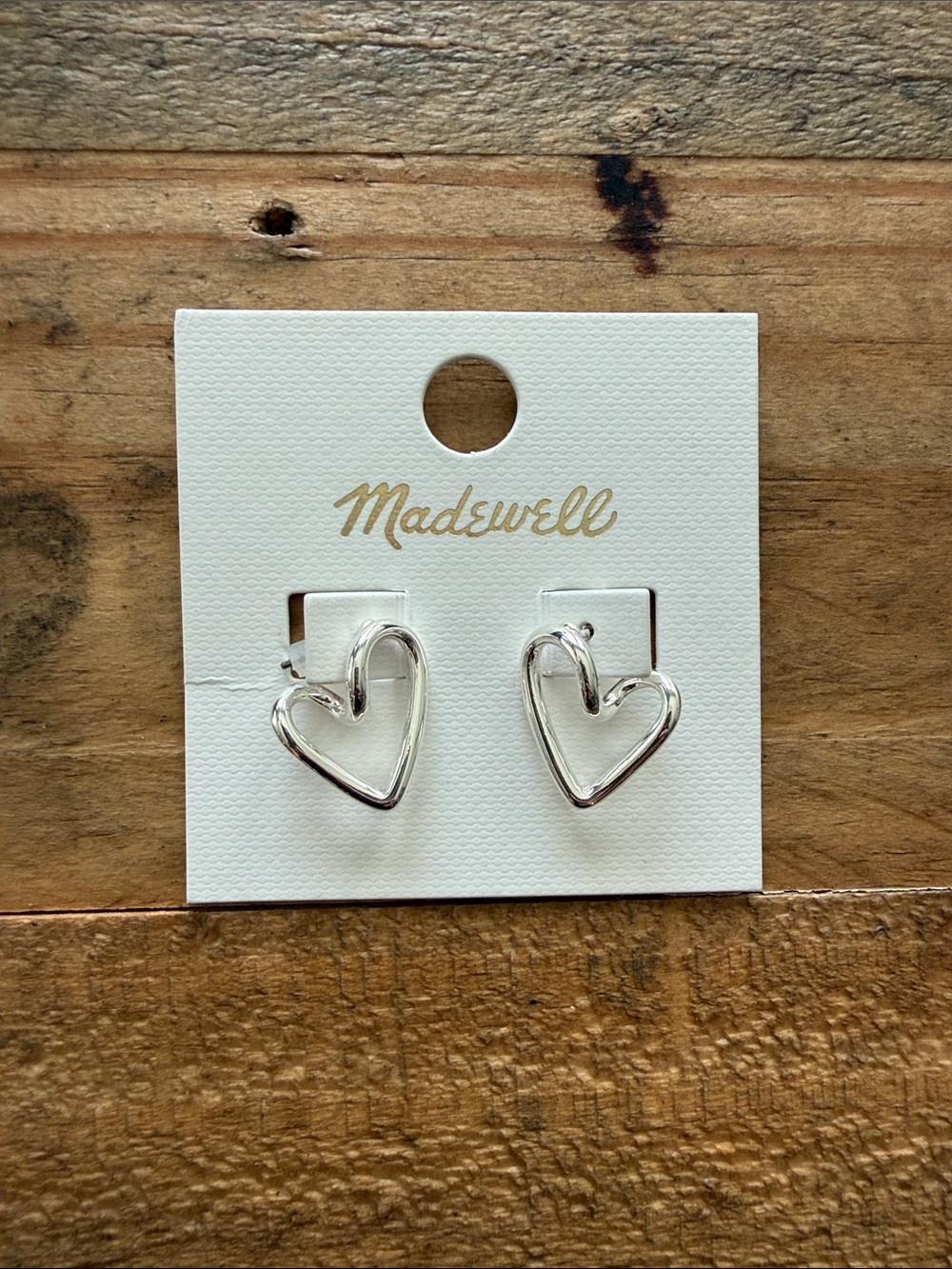 Madewell Polished Silver Open Heart Stud Earrings